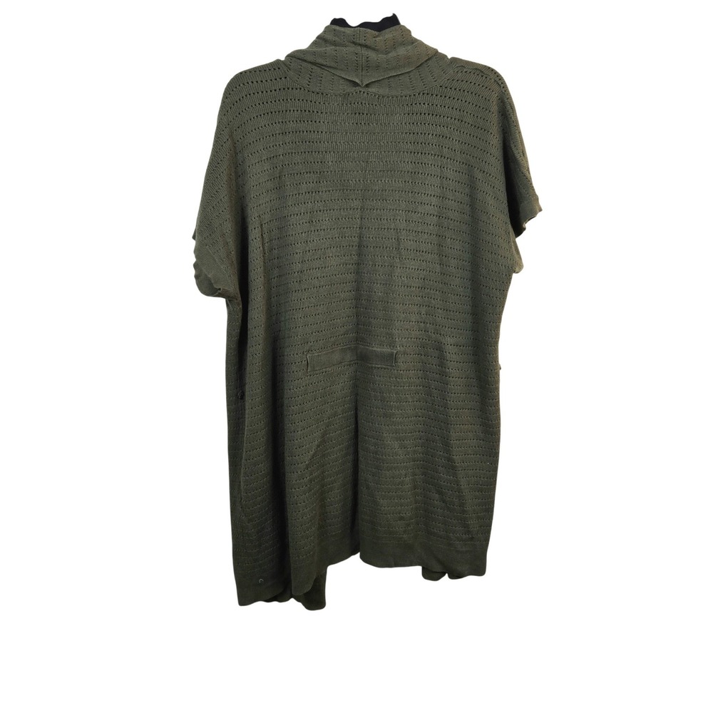 Alfani Womens Olive Green Boho Open Front Short Sleeve Knit Duster XL Minimalist - Picture 5 of 7